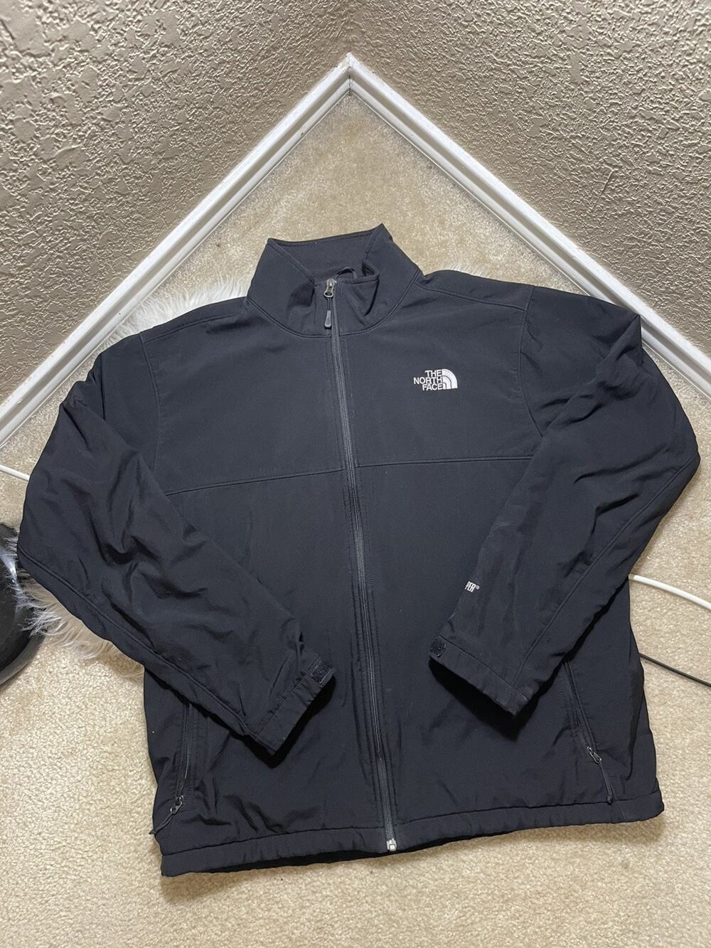 The North Face Jacket Mens XL Black Windstopper Softshell Fleece Lined Hiking